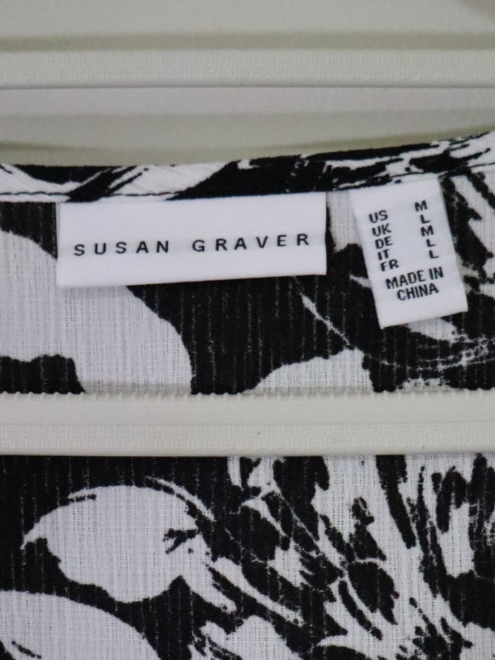 Black and White Floral Swimsuit Cover Up with Tassels, Susan Graver size M - Picture 2 of 7